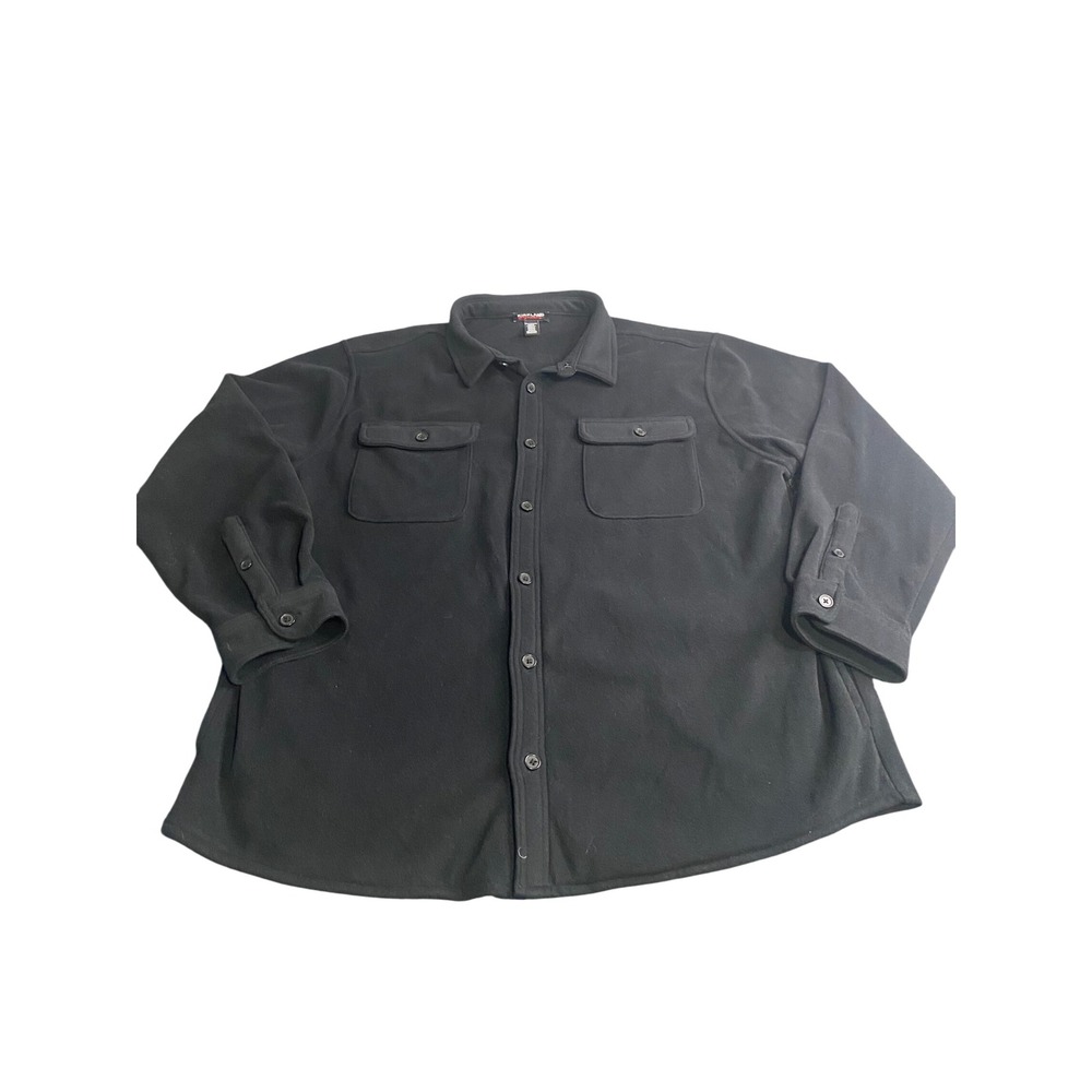 Kirkland Signature Mens XXL Black Fleece Shirt Jacket Button Down Heavyweight